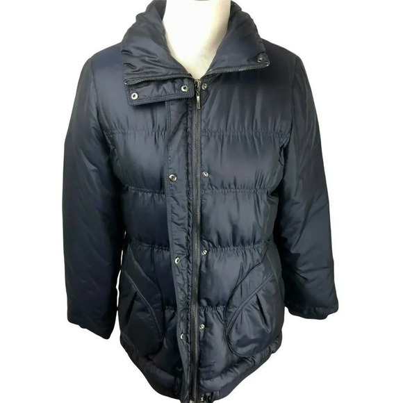 Crocodile Ladies Down Puffer Coat, Insulated Weather Resistant, Navy Blue, Large - Picture 1 of 12